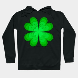 Lucky four-leaf clover, Irish shamrock in green layers Hoodie